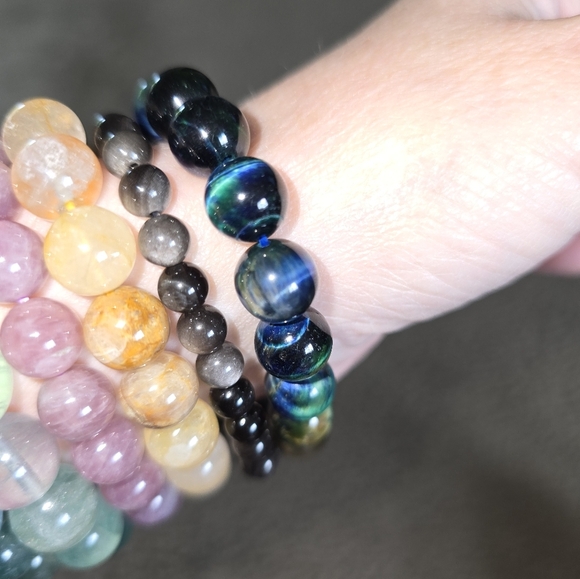 AAA Tigers Eye Bracelet Blue Green ON SALE - Picture 5 of 8